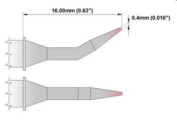 Kleštový pár - Bent 30° Sharp 0.4mm, nové - 325°C