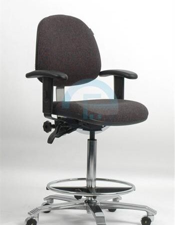 ESD látková židle šedá Eurostat 540/740 mm, nožní opěrka + opěrky rukou