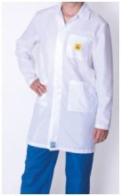 ESD plášť, 2/3 dĺžky, 36% polyester, 60% bavlna, 4% vodivé vlákno