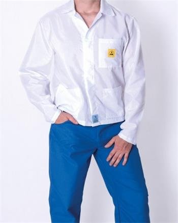 ESD plášť, 1/3 dĺžky, 74% polyester, 24% bavlna, 2% vodivé vlákno