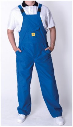 ESD nohavice na traky, 63% polyester, 33% bavlna, 4% vodivé vlákno