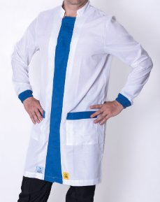 ESD pánsky plášť, 2/3 dĺžky, 63% polyester, 33% bavlna, 4% vodivé vlákno