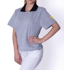 ESD dámska polokošeľa, krátky rukáv, 47% polyester, 50 % bavlna, 3% vodivé vlákno