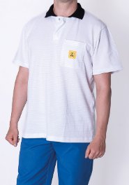ESD pánska polokošeľa, krátky  rukáv, 47% polyester, 50 % bavlna, 3% vodivé vlákno