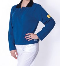 ESD dámska polokošeľa, dlhý rukáv, 47% polyester, 50 % bavlna, 3% vodivé vlákno
