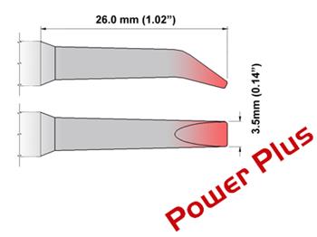 Zahnutý sekáček 30° 3.5mm (0.14") - 420°C - 475°C - M8CB035H, Power Plus